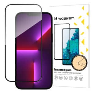 Wozinsky Full Glue iPhone 15 Pro Max Case Friendly Tempered Glass with Frame - Black - 9145576280331