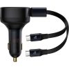 BASEUS car charger Enjoyment 33W Retractable cable 2-in-1 (2x Type-C)