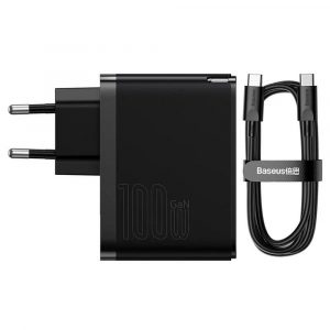 BASEUS charger GaN5 Pro USB + Type C 100W (with cable Type-C to Type-C 100W) black CCGP090201