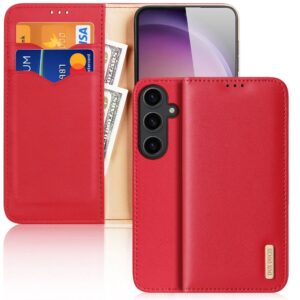 DUX DUCIS Hivo - Leather Wallet Case for Samsung Galaxy S24 Ultra red