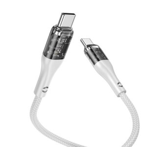HOCO cable Type C to Type C Transparent Power Delivery 100W U115 grey