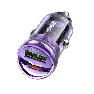 HOCO car charger Type C PD30W + USB QC3.0 Z53A VISION transparent purple