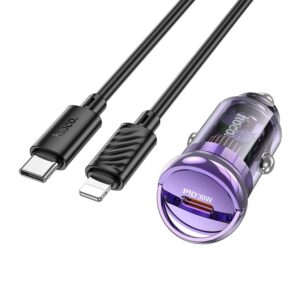 HOCO car charger Type C + cable Type C to Apple Lightning 8-pin PD 30W Z53 purple