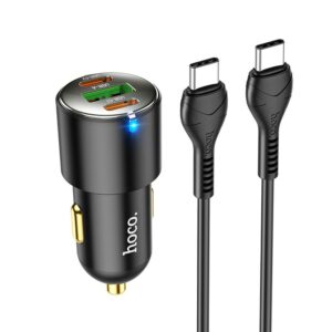 HOCO car charger USB QC 3.0 + 2x Type C PD 45W NZ6 black
