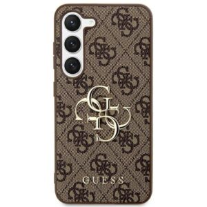 Original faceplate case GUESS GUHCS24L4GMGBR for Samsung S24 Ultra (Leather 4G Metal Logo / brown)