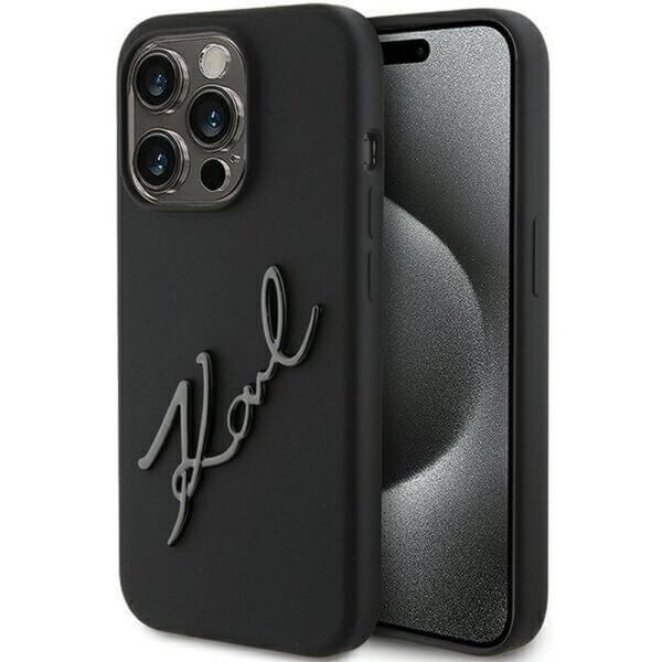 Original faceplate case KARL LAGERFELD KLHCP15LSKSBMCK for iPhone 15 Pro (Silicone Karl Script Logo / black)