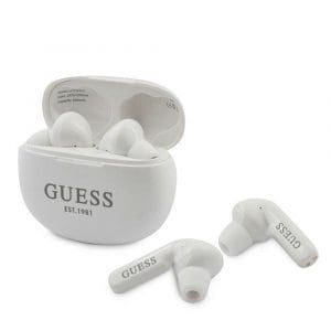 Bluetooth Earphones Stereo TWS GUESS  V5.0 4H MUSIC TIME with docking station white ( GUTWS1CWH )