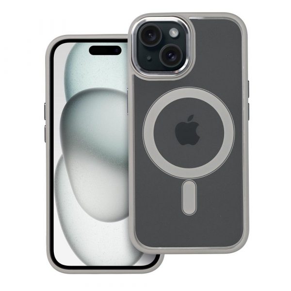 Color Edge Mag Cover case compatible with MagSafe for IPHONE 15 titatnium grey