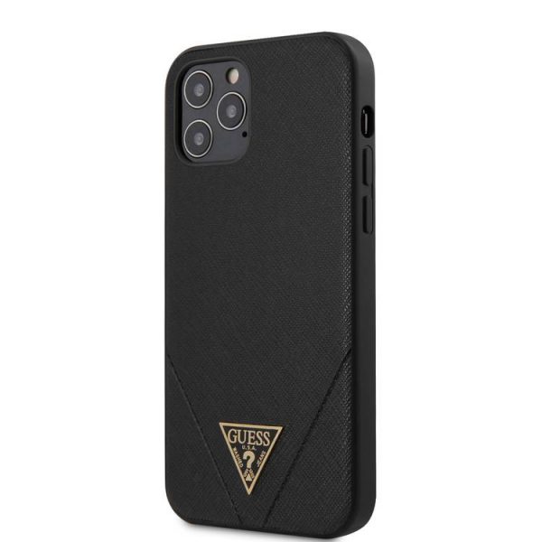 GUESS GUHCP12LVSATMLBK Saffiano hard case for Apple iPhone 12 Pro Max Black