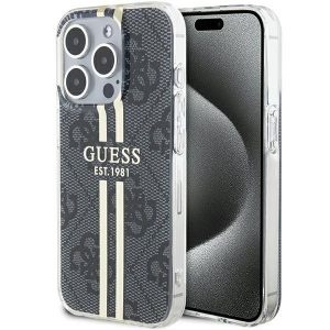 Original faceplate case GUESS GUHCP15LH4PSEGK for iPhone 15 Pro (4G Gold  Stripe / black)