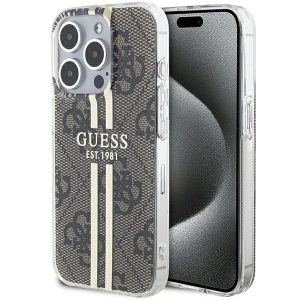 Original faceplate case GUESS GUHCP15MH4PSEGW for iPhone 15 Pro (4G Gold  Stripe / brown)