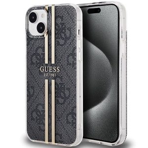 Original faceplate case GUESS GUHCP15SH4PSEGK for iPhone 15 (4G Gold  Stripe / black)