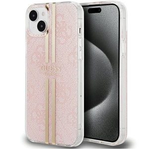 Original faceplate case GUESS GUHCP15SH4PSEGP for iPhone 15 (4G Gold  Stripe / pink)