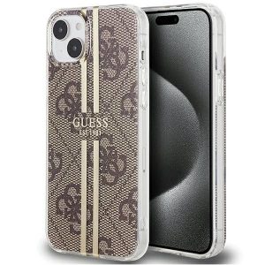 Original faceplate case GUESS GUHCP15SH4PSEGW for iPhone 15 (4G Gold  Stripe / brown)