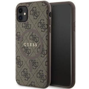 Original faceplate case GUESS GUHMN61G4GFRW for iPhone 11 (Compatible with Magsafe / 4G Ring classic logo / brown)