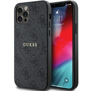 Original faceplate case GUESS GUHMP12MG4GFRK for iPhone 12/12 Pro (Compatible with Magsafe / 4G Ring classic logo / black)