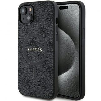 Original faceplate case GUESS GUHMP14SG4GFRK for iPhone 14 (Compatible with Magsafe / 4G Ring classic logo / black)