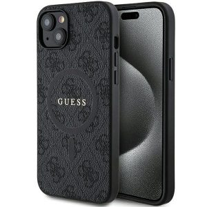 Original faceplate case GUESS GUHMP15MG4GFRK for iPhone 15 Plus (Compatible with Magsafe / 4G Ring classic logo / black)