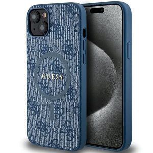 Original faceplate case GUESS GUHMP15SG4GFRB for iPhone 15 (Compatible with Magsafe / 4G Ring classic logo / blue)
