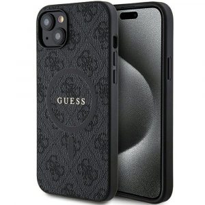 Original faceplate case GUESS GUHMP15SG4GFRK for iPhone 15 (Compatible with Magsafe / 4G Ring classic logo / black)
