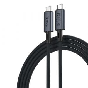 USB 4.0 Cable Devia EC641 Braided USB C to USB C 1m Extreme Speed Black