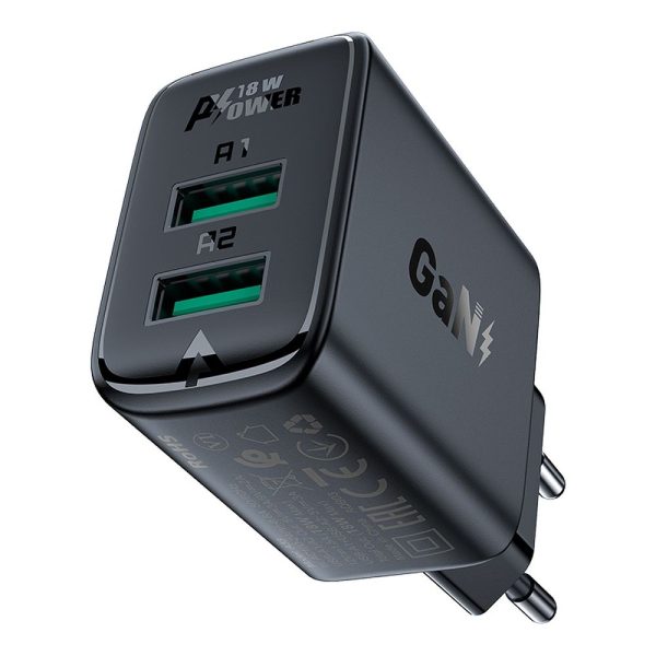 ACEFAST charger 2 x USB 3A QC 18W A33 black