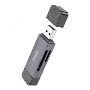 HOCO card reader 2in1 USB A + Type C 2.0 metal gray