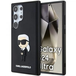 Original faceplate case KARL LAGERFELD KLHCS24L3DRKINK for SASMSUNG S24 Ultra (3D RUBBER IKONIK NFT) black