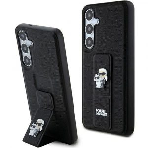 Original faceplate case KARL LAGERFELD KLHCS24MGSAKCPK for SASMSUNG S24 Plus (GRIPSTAND SAFFIANO KC PINS) black