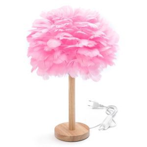 Table lamp bedside feather Art Deco pink CBDPH