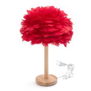 Table lamp bedside feather Art Deco red CBDPH