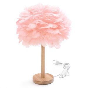 Table lamp bedside feather Art Deco rose pink CBDPH