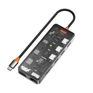 WiWU - HUB 11w1 CB011 Type-C do USB3.0x3+USB2.0x1+SD/TF(2.0)+HDMIx1+RJ45+VGA+PD+Audio