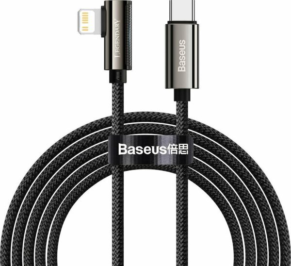Baseus Legend Braided / Angle (90°) USB-C to Lightning Cable 20W Μαύρο 2m (CATLCS-A01) Baseus Legend Braided Angle 90° USB C to Lightning Cable 20W Μαύρο 2m CATLCS A01 1