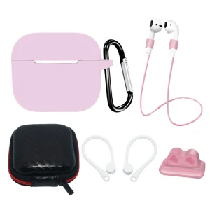 AirPods 3 Silicone Case Set + Case/Ear Hook/Neck Strap/Watch Strap Holder/Carabiner Clasp - pink