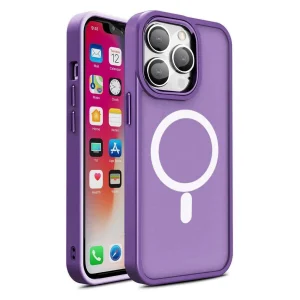 Armored magnetic iPhone 14 Pro Max MagSafe Color Matte Case - purple
