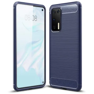 Carbon Case Flexibel Handyhülle TPU Schutzhülle für Huawei P40 blau