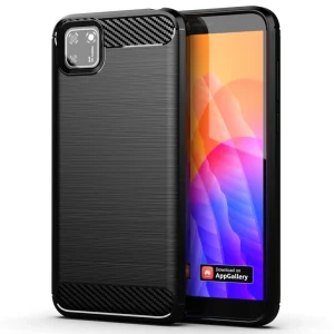 Carbon Case Flexibel Handyhülle TPU Schutzhülle für Huawei Y5p schwarz