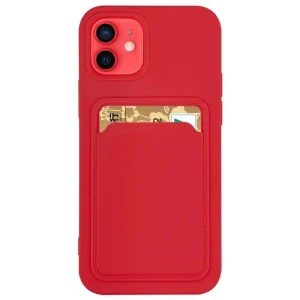 Card Case Silicone Wallet with Card Slot Documents for iPhone 12 Pro red