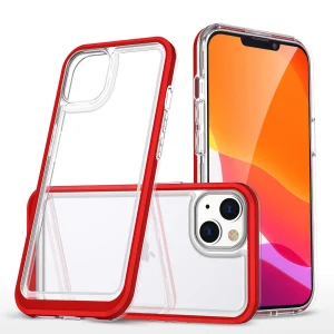 Clear 3in1 case for iPhone 14 Plus silicone cover with frame red