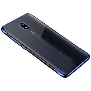 Clear Color Case Gel TPU Electroplating frame Cover for Xiaomi Redmi 8A blue