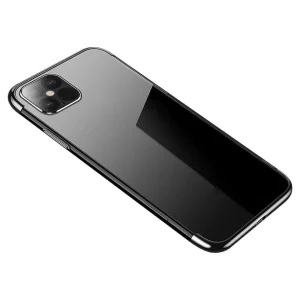 Clear Color case TPU gel cover with a metallic frame for Samsung Galaxy S22 Ultra black