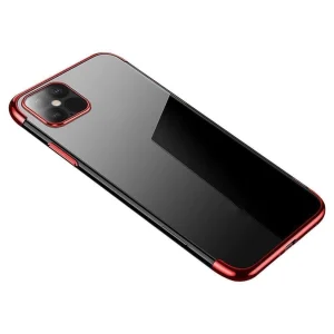 Clear Color case TPU gel cover with metallic frame for Samsung Galaxy S22 + (S22 Plus) red