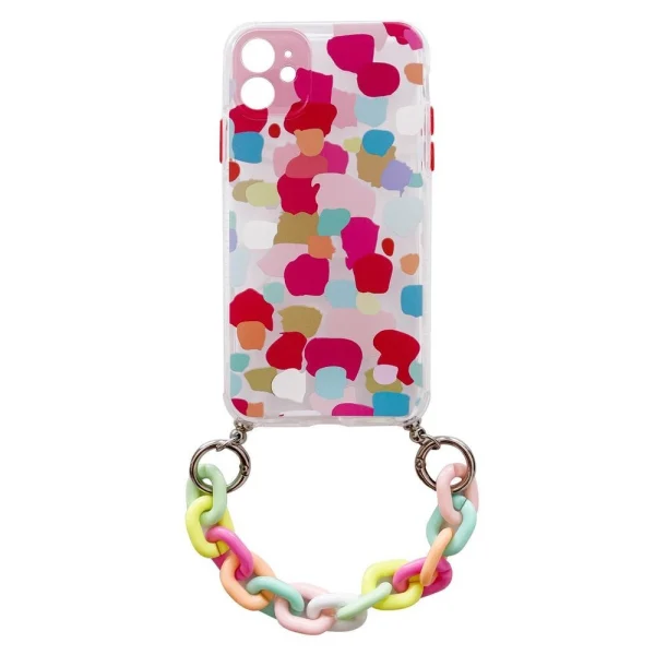 Color Chain Case gel flexible elastic case cover with a chain pendant for iPhone 13 Pro Max multicolour  (2)