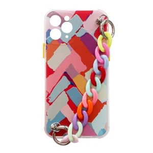 Color Chain Case gel flexible elastic case cover with a chain pendant for iPhone 13 Pro multicolour  (3)