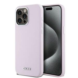 DKNY case for IPHONE 14 Pro Max compatible with MagSafe DKHMP14XSMCHLP (DKNY HC MagSafe Silicone W/Horizontal Metal Logo) pink