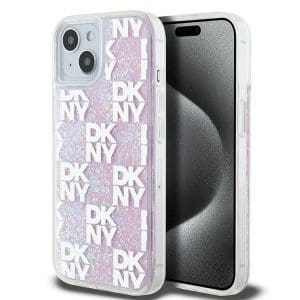 DKNY case for IPHONE 15 DKHCP15SLCPEPP (DKNY HC Liquid Glitters W/Checkered Pattern) pink