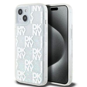 DKNY case for IPHONE 15 DKHCP15SLCPEPT (DKNY HC Liquid Glitters W/Checkered Pattern) white