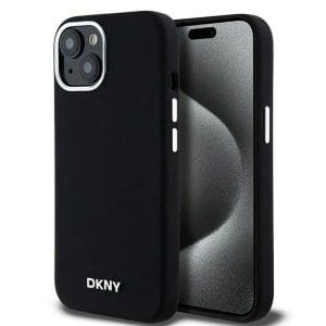 DKNY case for IPHONE 15 Plus compatible with MagSafe DKHMP15MSMCHLK (DKNY HC MagSafe Silicone W/Horizontal Metal Logo) black