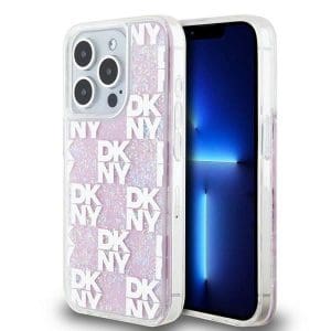 DKNY case for IPHONE 15 Pro DKHCP15LLCPEPP (DKNY HC Liquid Glitters W/Checkered Pattern) pink